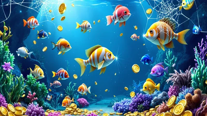 Arena tembak ikan bertema laut dengan berbagai target